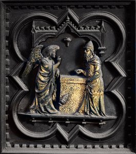 The Angel Announces to Zechariah, first panel of the South Doors of the Baptistery of San Giovanni, 1336